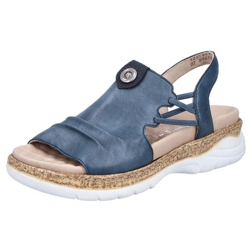 Sandale RIEKER, Damen, Gr. 37, blau (royalblau), Lederimitat, casual, Schuhe, Sommerschuh, Sandalette, Schlupfschuh mit seitlichen Gummizügen