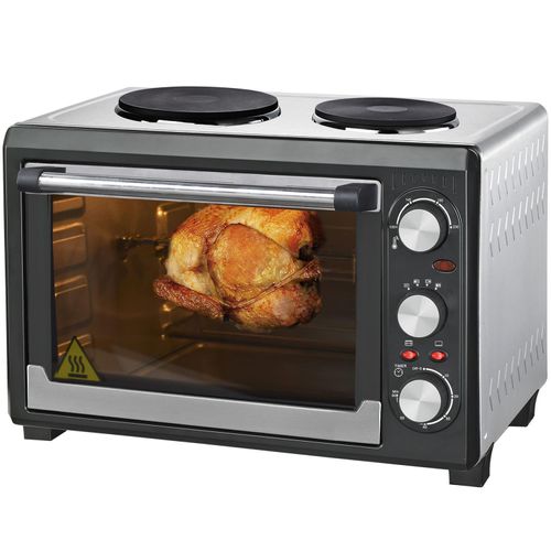 Syntrox Germany 26L Minibackofen mit 2 Kochplatten – Kompakter und Energieeffizienter Mini-Ofen für Kleine Küchen, Studentenwohnungen & Mehr