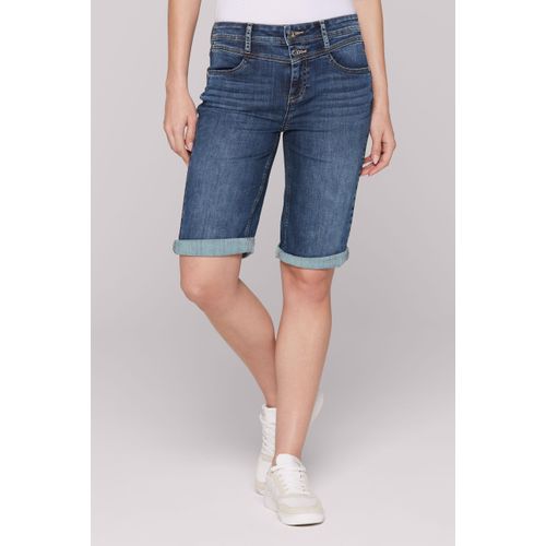 Jeansshorts SOCCX, Damen, Gr. 34, Normalgrößen, deep ocean blau, Material: 78% Baumwolle, 21% Polyester, 1% Elasthan, Abriebeffekte, casual, regular fit, Jeans, mit zwei Knöpfen am Bund