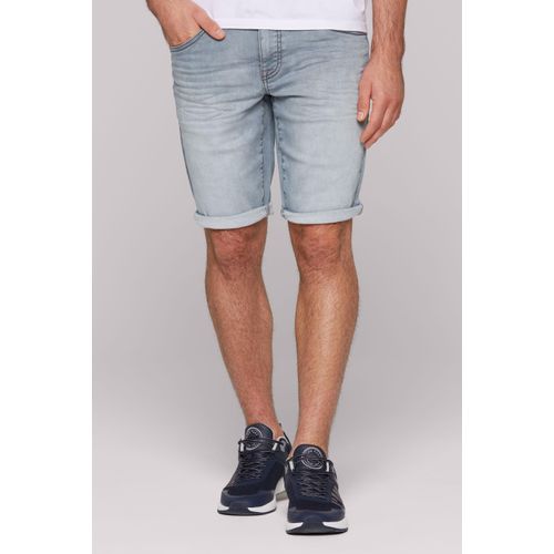Jeansshorts CAMP DAVID, Herren, Gr. 33, Kurz, blau (grau blau jogg), Material: 68% Baumwolle, 16% Polyester, 14% Lyocell, 2% Elasthan, Zusatz: Enthält nichttextile Teile tierischen Ursprungs (Badge), Abriebeffekte, casual, regular fit, Jeans, mit normaler Leibhöhe