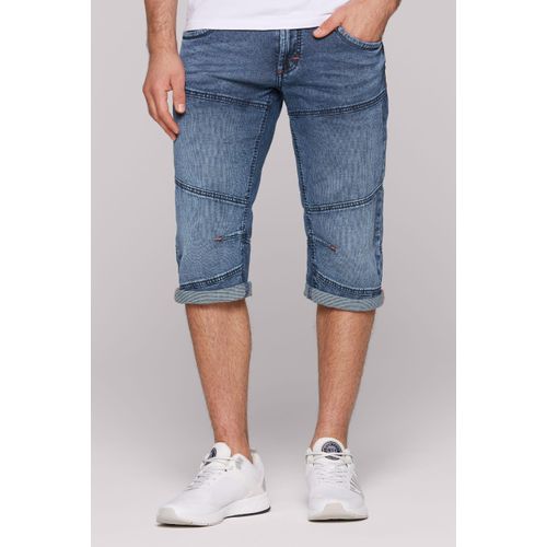Jeansshorts CAMP DAVID, Herren, Gr. 38, Kurz, dunkelblau structure jogg, Material: 69% Baumwolle, 30% Lyocell, 1% Elasthan, Zusatz: Enthält nichttextile Teile tierischen Ursprungs (Badge), Abriebeffekte, casual, regular fit, Jeans, mit normaler Leibhöhe
