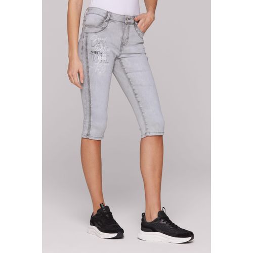 Jeansshorts SOCCX, Damen, Gr. 30, Kurz, light grau printed, Material: 72% Baumwolle, 27% Polyester, 1% Elasthan, bedruckt, casual, comfort fit, Jeans, mit normaler Leibhöhe
