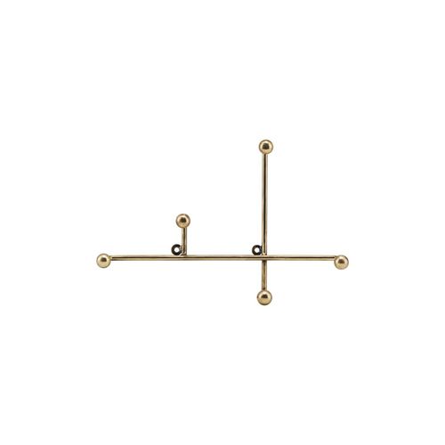 House Doctor Kleiderhaken Prea Mattschwarz, 28 x 4 x 18 cm, antikes Messing