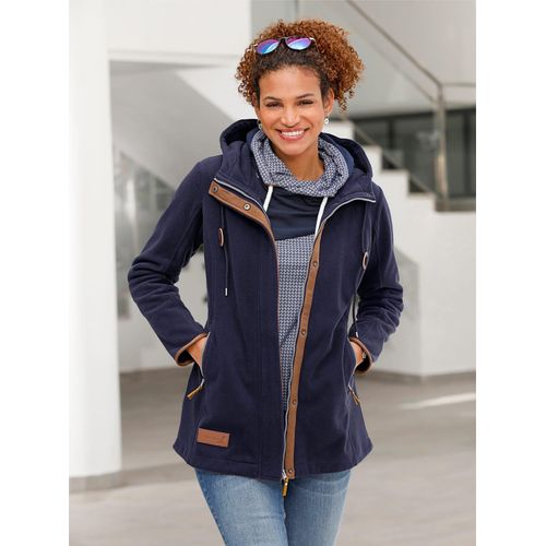 Fleecejacke CASUAL LOOKS, Damen, Gr. 52, blau (marine), 100% Polyester, unifarben, meliert, Langarm, Jacken