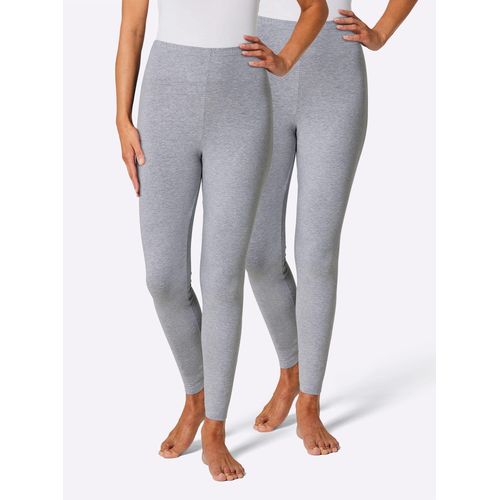Leggings FEEL GOOD, Damen, Gr. 24/25, Kurzgrößen, grau (grau, meliert), 95% Baumwolle, 5% Elasthan, unifarben, Hosen