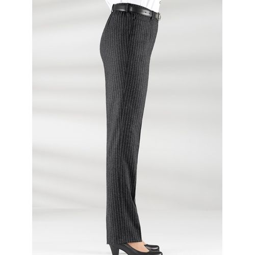 Bügelfaltenhose COME ON, Damen, Gr. 40, Normalgrößen, schwarz-weiß (schwarz, weiß nadelstreifen), 49% Wolle, 29% Polyester, 20% Baumwolle, 2% Elasthan, gemustert, mehrfarbig, lang, Hosen