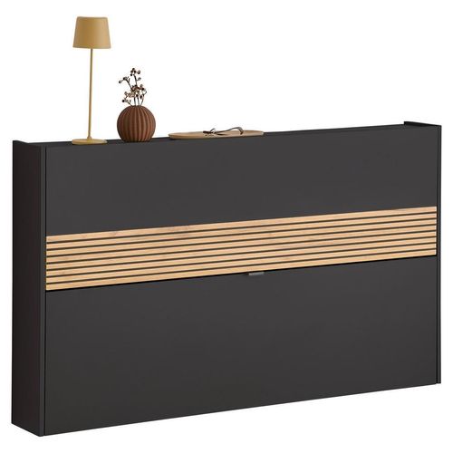 Voleo Hängeschuhschrank , Graphit, Eiche , Metall , 140x83x18 cm , Made in Germany , Beimöbel erhältlich, hängend , Garderobe, Schuhaufbewahrung,