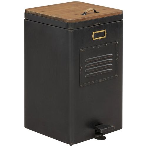 Livetastic Abfalleimer , Natur, Schwarz , Metall , Tanne , massiv , 51.2 L , 35x63x45.5 cm , Küchen, Küchenausstattung, Mülleimer