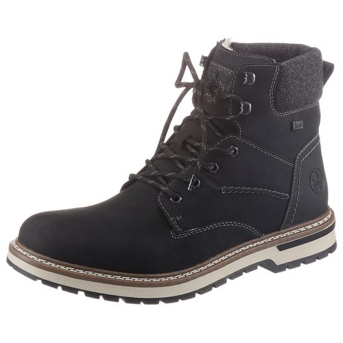 Schnürstiefel RIEKER, Herren, Gr. 41, schwarz (schwarz, grau), Lederimitat, modisch, Schuhe Schnürboots Herbstschuh, mit Rieker-TEX Ausstattung