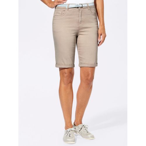 Jeansbermudas CASUAL LOOKS, Damen, Gr. 38, Normalgrößen, beige (sand), 98% Baumwolle, 2% Polyester, unifarben, kurz, Jeans