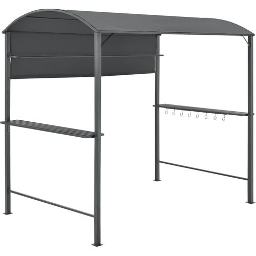 Grillpavillon Pyrgos 215x220x140 cm Grillzelt mit Bartresen BBQ Grill Pavillon Grilldach Grillunterstand Runddach Wasserabweisend Stahlgestell Dunkelgrau
