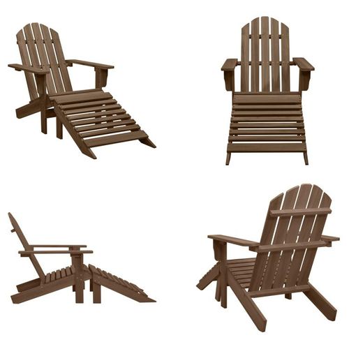 vidaXL Gartensessel mit Fußstütze Holz Braun - Gartenstuhl - Gartenstühle - Gartensessel - Gartenstuhl Mit Fußstütze