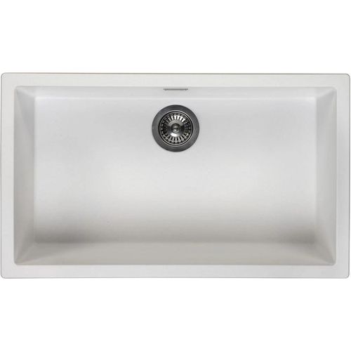 Weiße große Spüle 70x40 cm Unterbau, Aufsatz und Flacheinbau mit Gun Metal Stöpsel 1208970520.