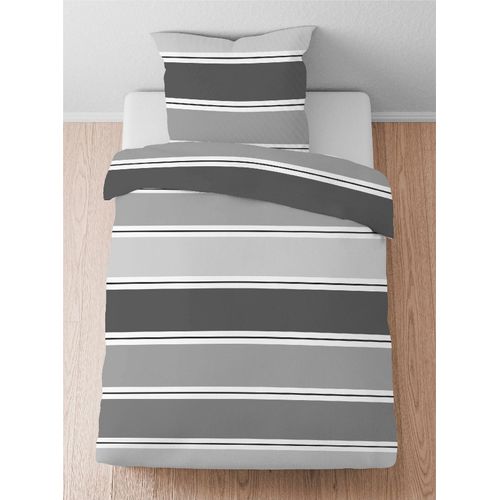 Bettwäsche BIBERNA Gr. 2, grau, B/L: 155cm x 200cm, Seersucker, B/L: 80cm x 80cm, Seersucker, 100% Baumwolle, Bettwäsche