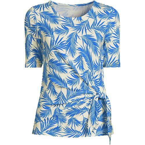 Baumwolle/Modal-Shirt mit Bindeschleife, Damen,  Blau, Baumwolle Modal, by Lands' End