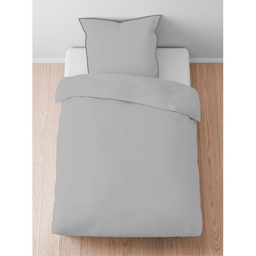 Bettwäsche BIBERNA Gr. 1, grau, B/L: 135cm x 200cm, Piqué, B/L: 80cm x 80cm, Piquu00e9, 100% Baumwolle, Bettwäsche