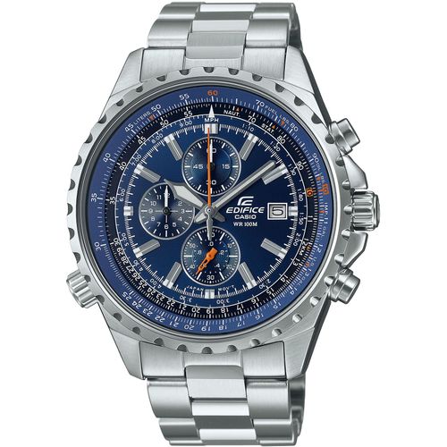 Chronograph CASIO EDIFICE, silber (dunkelblau, silberfarben), Armbanduhren, Herren, Quarzuhr, Armbanduhr,Herrenuhr,Edelstahlarmband,bis 10 bar wasserdicht