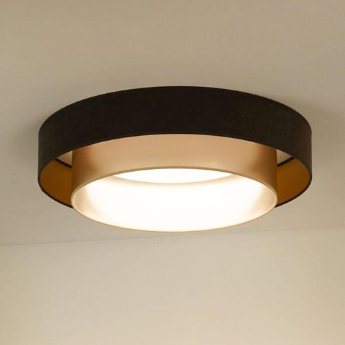 LED-Deckenlampe Luneta, Samt braun/gold, Ø 60 cm, 3-step-dim