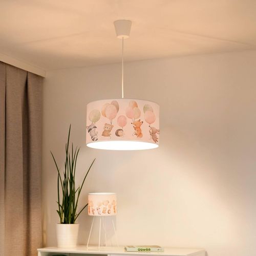 Hängeleuchte Freddy, Ø 35 cm, Stoff, bunt, Tiere, E27