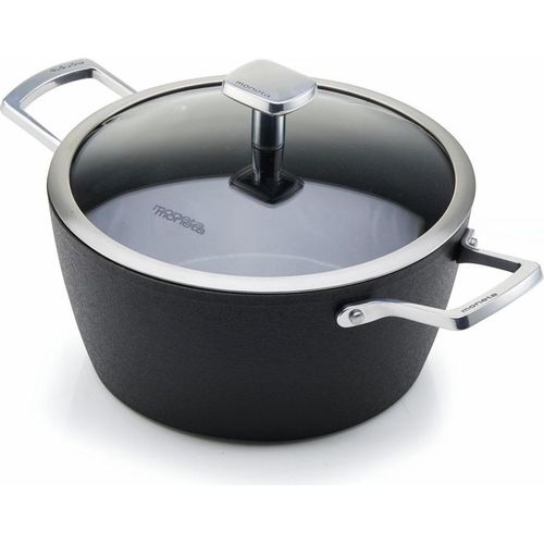 TOPF Kochtopf INDUKTION mit Glasdeckel GAS ALU schwarz SUPPENTOPF 2,5L