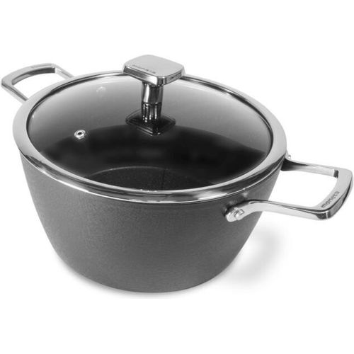TOPF Kochtopf INDUKTION mit Glasdeckel GAS ALU schwarz SUPPENTOPF 4,5L
