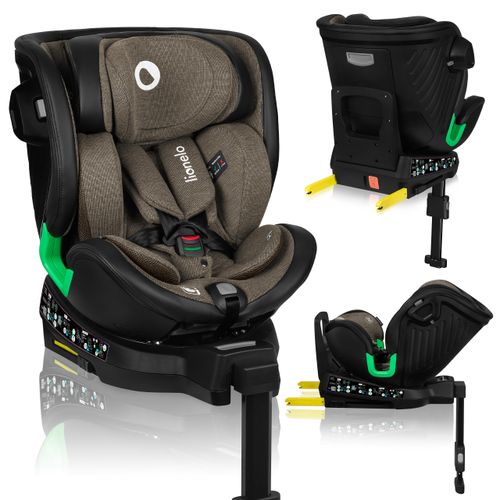 Lionelo Kindersitze Harmony i-Size, 360° EasyTurn Basis, ISOFIX und Stützfuß, BuckleAlarm, Side Impact Guard, Verstellbare Kopfstütze und Rückenlehne - Grün