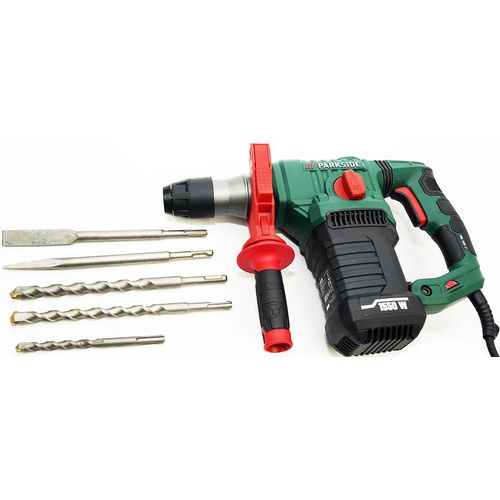 Bohrhammer Meißelhammer PBH 1550 im Parkside Bundle mit Meißelset, Bohrerset und einem Zollstock / 5 Joule / SDS-Plus