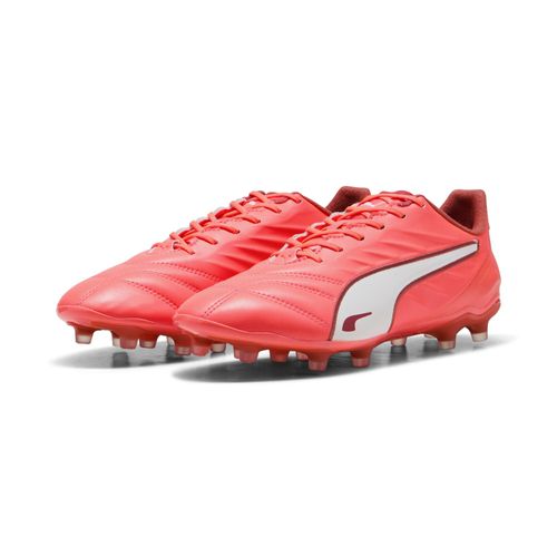 Fußballschuh PUMA "KING PRO FG/AG Fußballschuhe Damen", Gr. 39, glowing rot weiß fire, Obermaterial: Synthetik; Futter: Textil, Synthetik; Innensohle: Textil; Laufsohle: Synthetik, Schuhe