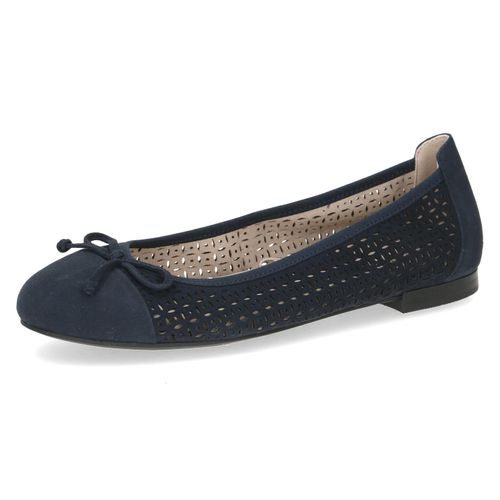 Ballerina CAPRICE, Damen, Gr. 37, blau (nachtblau), Veloursleder, klassisch, Schuhe, Blockabsatz, Businessschuh, Bequemschuh mit dezenter Zierschleife