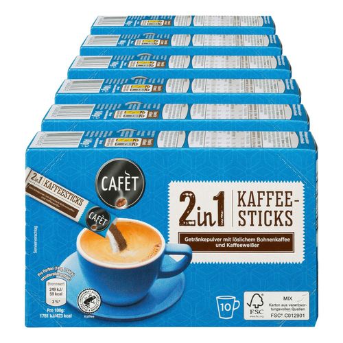 Cafet Kaffeesticks 2 in 1 140 g, 6er Pack