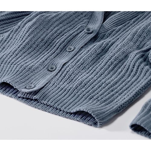 Tchibo - Kinder Chenille-Strickjacke - Mädchen - Gr. 122/128 - blau