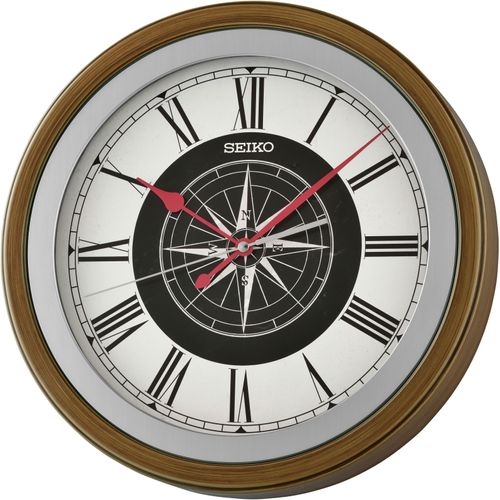 Wanduhr SEIKO, braun, Wanduhren, H: 4,5cm, Quarzuhr, durchlaufende Sekunde, Wohnzimmer, Esszimmer, Büro