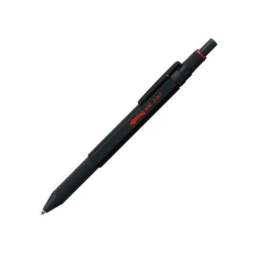 Rotring rOtring 6 3-in-1-Schreibgerät mit Kugelschreiber und Druckbleistift | Kugelschreiber mit 2 feinen Spitzen (schwarze und rote Tinte) | 1 Druckbleistift mit Spitze (,5-mm-Mine) | Schwarz