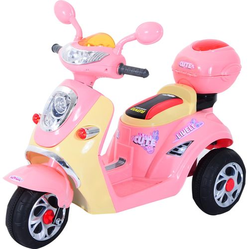 HOMCOM Elektro Kindermotorrad Elektromotorrad Kinderelektroauto Kinderfahrzeug Dreirad, 6V, Metall+PP, 108x51x75cm (Rosa+Gelb)