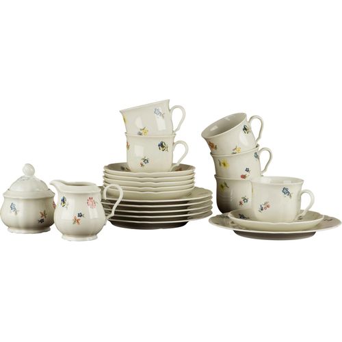 Kaffeeservice SELTMANN WEIDEN "Geschirr-Set, Service Marieluise", creme, bunt, 20 tlg., Porzellan, Geschirr-Sets, Geschirr, Geschirr-Set, Made in Germany, 20 Teile, für 6 Personen