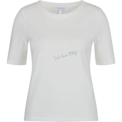 Rundhalsshirt SPORTALM KITZBÜHEL, Damen, Gr. 42, weiß, Single Jersey, Obermaterial: 95% Baumwolle, 5% Elasthan, unifarben, clean, modisch, gerade, Rundhals, Kurzarm, Shirts, mit schimmerndem Frontprint
