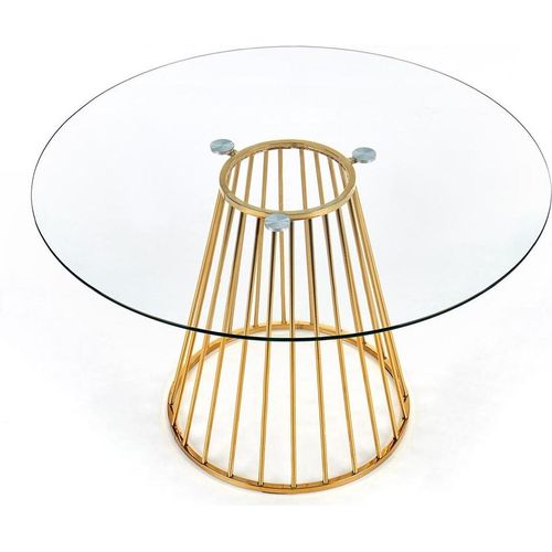 Halmar Rundes Glas Esstisch Liverpool - transparent / golden