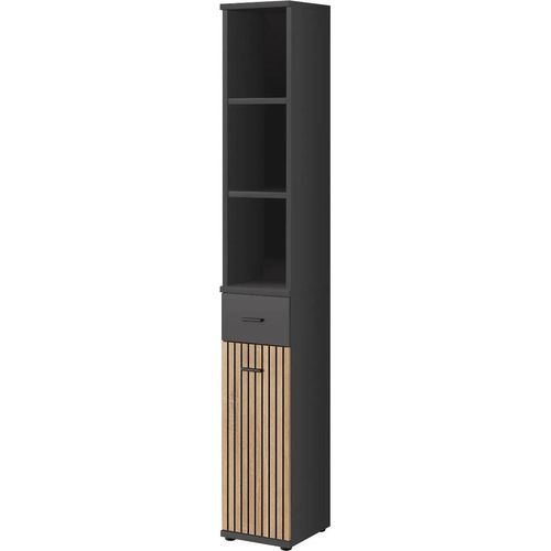 Schmaler Schrank DELAN – anthrazit / Eiche Artisan