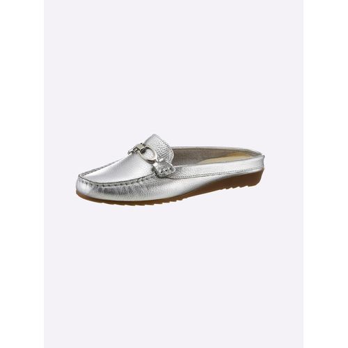 Slipper CASUAL LOOKS, Damen, Gr. 36, silber (silberfarben), Leder, sportlich, Schuhe