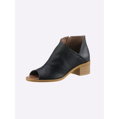 Sandalette, Damen, Gr. 38, schwarz, Leder, Leder, modisch, Schuhe Sommerboots Schaftsandale Ankleboots