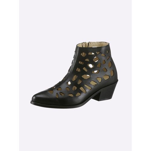 Stiefelette HEINE, Damen, Gr. 36, schwarz, Leder, Glattleder, Glattleder, modisch, Schuhe