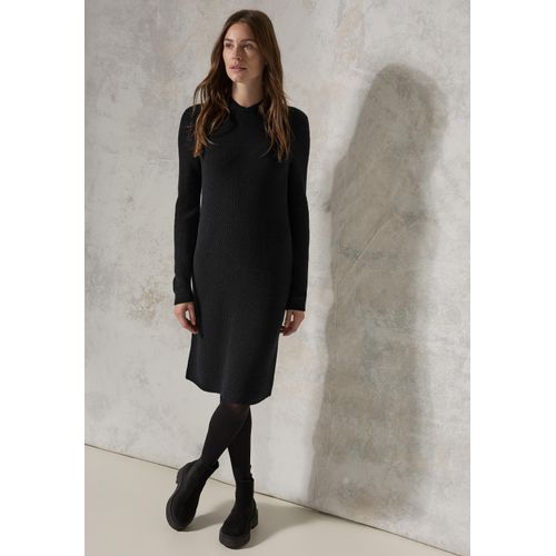 Strickkleid CECIL, Damen, Gr. L (42), US-Größen, schwarz, Stoff, 50% Viskose, 28% Polyester, 22% Nylon, unifarben, casual, normal knielang, V-Ausschnitt, Langarm Bündchen, Kleider, knielang