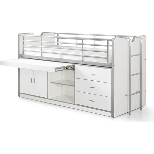 Hochbett Kalinda 207x96x116 Holzwerkstoff+Metall Weiß