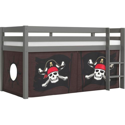 Kinderbett Karolina 210x114x106 Massivholz Grau Textilset Caribian