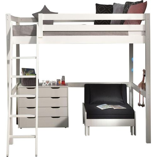 Hochbett Karolina 209x215x190 Kinderbett Massivholz+MDF Weiß