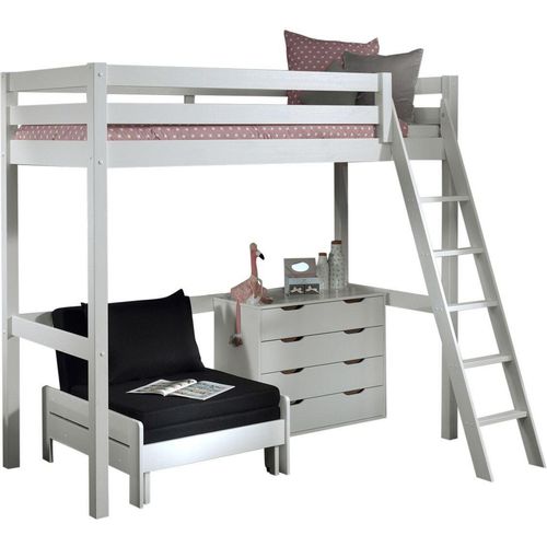 Hochbett Karolina 209x165x190 Kinderbett Massivholz+MDF Weiß