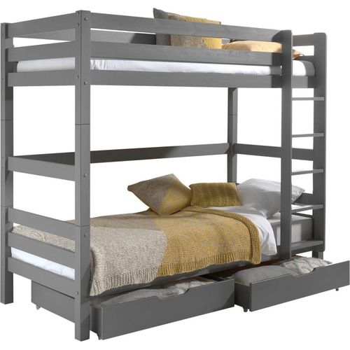 Etagenbett Karolina 210x105x182 Hochbett Massivholz grau