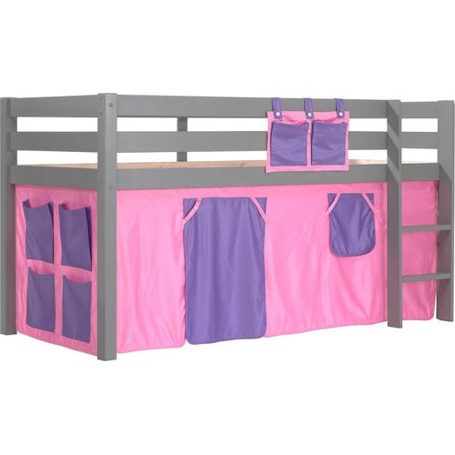 Kinderbett Karolina 210x114x106 Massivholz Grau Textilset Bella