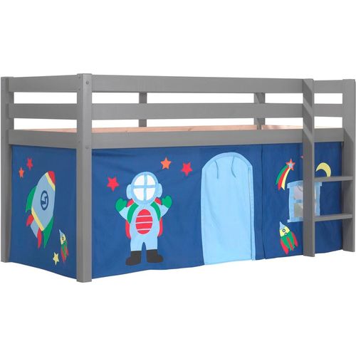 Kinderbett Karolina 210x114x106 Massivholz Grau Textilset Astro 1