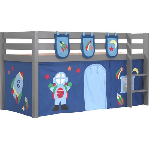 Kinderbett Karolina 210x114x106 Massivholz Grau Textilset Astro 3